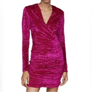 Maje Fuchsia Velvet Dress